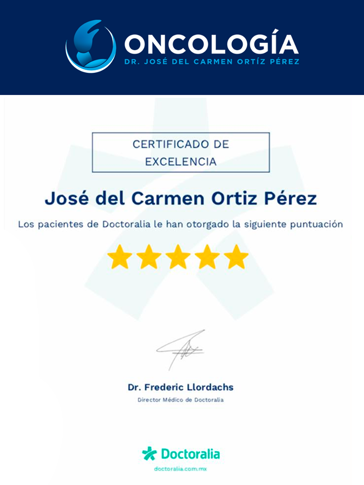 Certificado de excelencia Dr. José del Carmen Ortíz Pérez